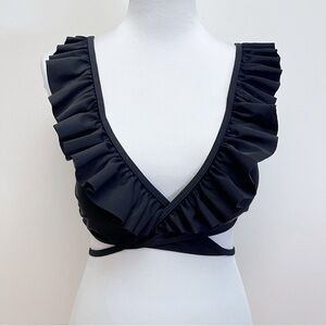 Beachsissi Black Ruffle Wrap Criss Cross Padded Triangle Bikini Top Size XL